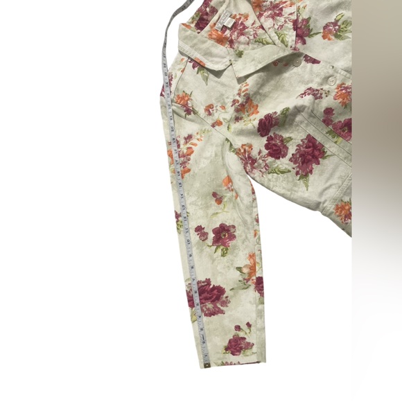 NWOT Christopher & Banks Linen Blend Floral Print Ivory Button Lightweight Jacke - Picture 8 of 13